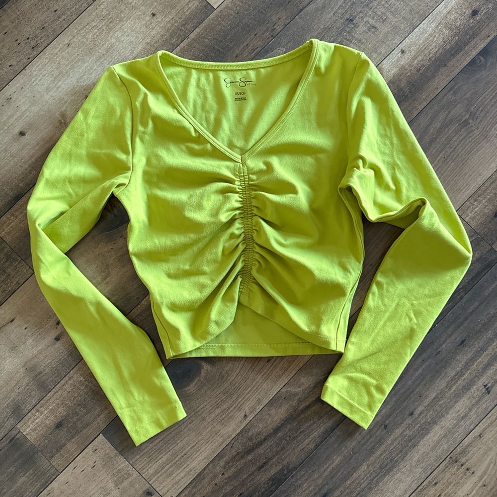 Jessica Simpson Lime Green Ruched Crop Top